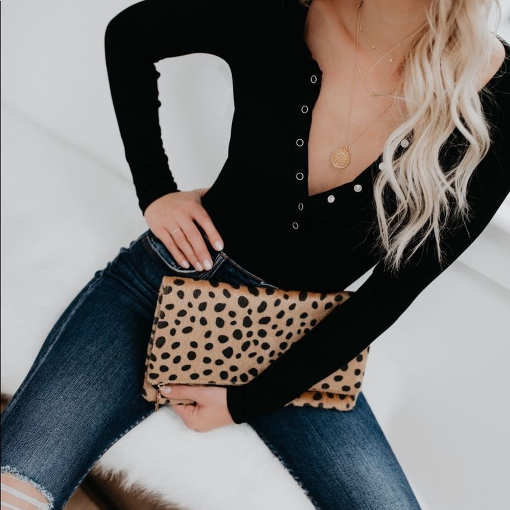 Brand new black Henley bodysuit! Size small!